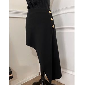 ZARA Black Asymmetrical skirt with gold buttons